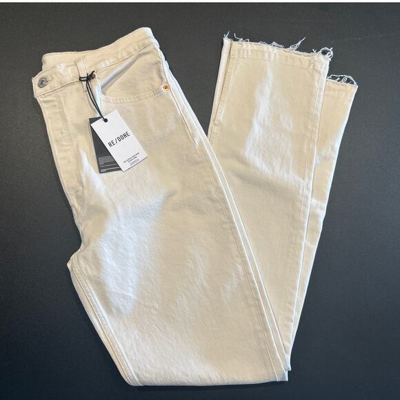 NWT RE/DONE 70s Ultra High Rise Stove Pipe Jeans – White, Size 32 (33” Inseam) - Picture 1 of 11